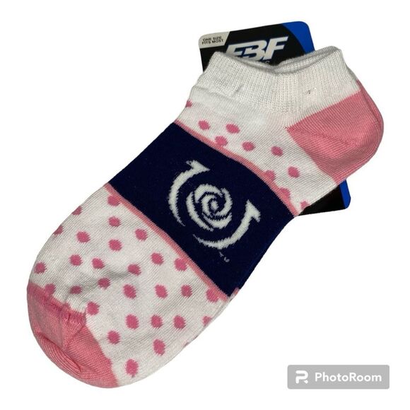 For Bare Feet White Pink Dot Band Kentucky Derby 145 Socks 6-11 OSFM - Picture 1 of 7